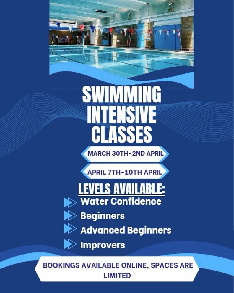 Swimming Intensives🏊🐬 

We are taking bookings for our Intensive swimming classes now.

Places are starting to fill, so be sure to book yours soon!

Our intensive swimming lessons are immensely popular. Each class is 45mins. The week of classes equ
