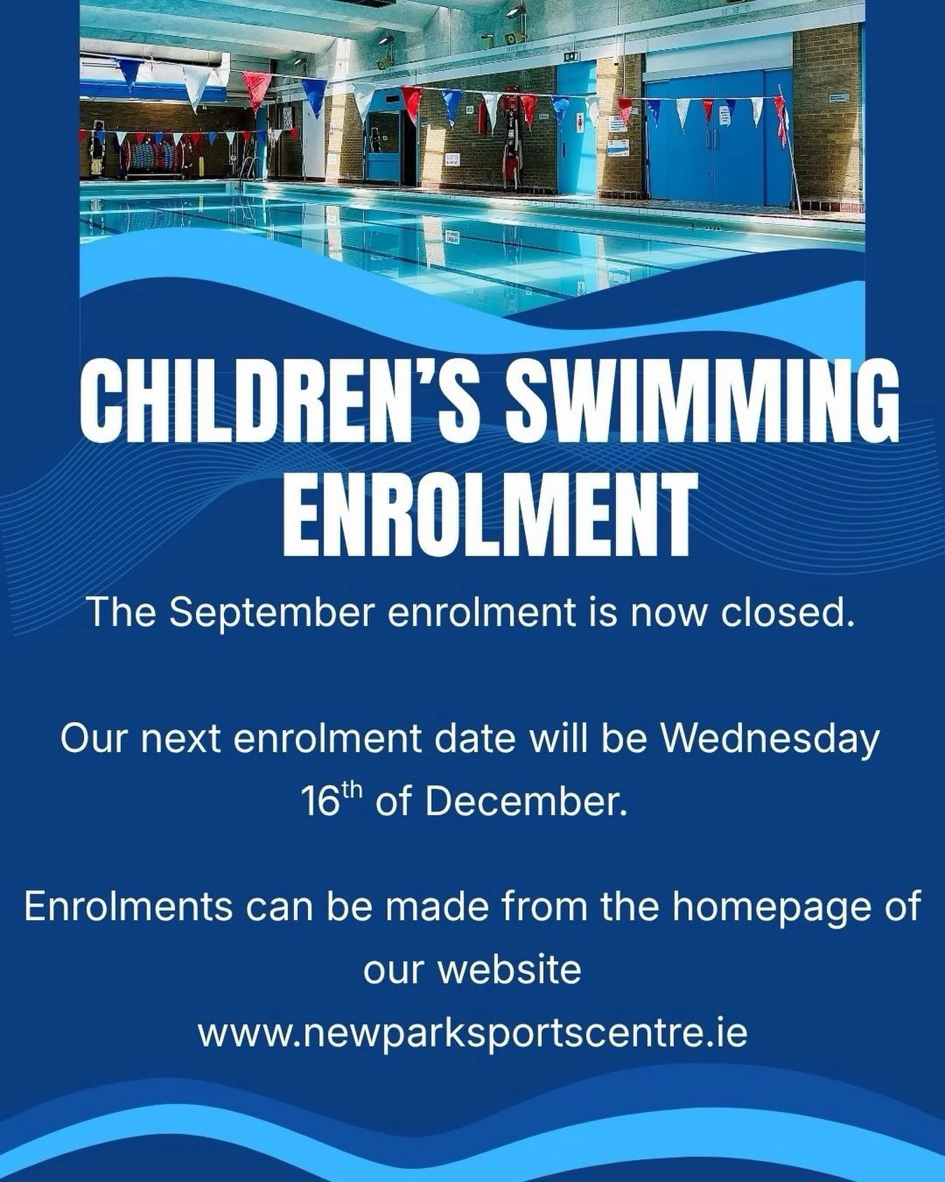 Thank you to everyone who enrolled in our children&rsquo;s swimming lessons, we&rsquo;ve had an amazing turn out for our lessons. The September term is now closed.

Our next enrolment date is Wednesday the 16th of December.

How to sign up - bring yo