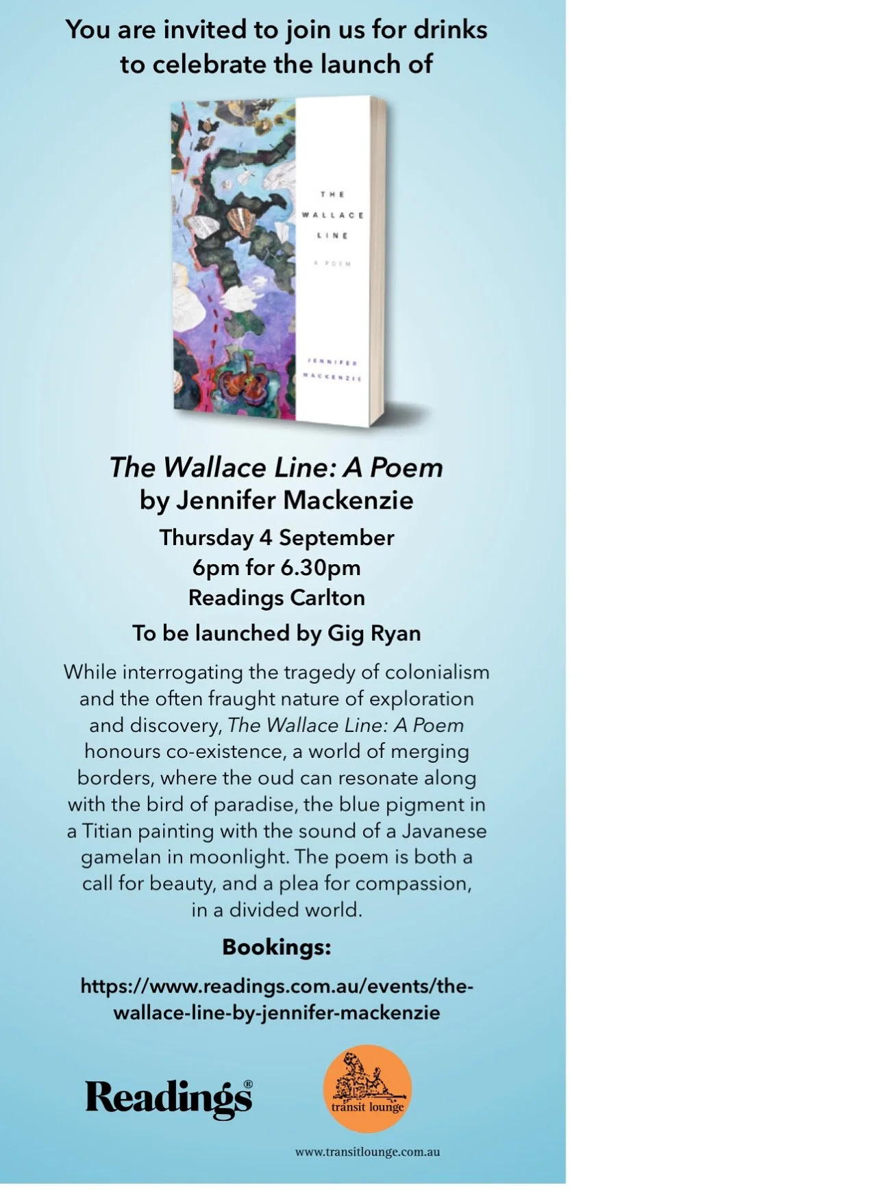 Jennifer Mackenzie: The Wallace Line: A Poem