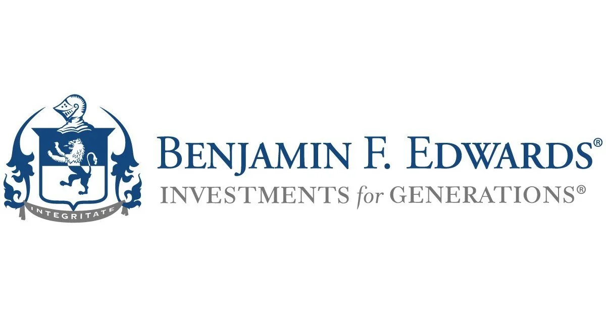 Benjamin F. Edwards Investments logo with a crest featuring a lion and a knight's helmet.