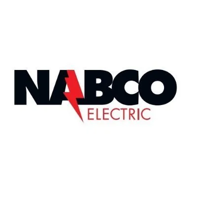 NABCO Electric logo with bold black letters and a red lightning bolt replacing the A in NABCO