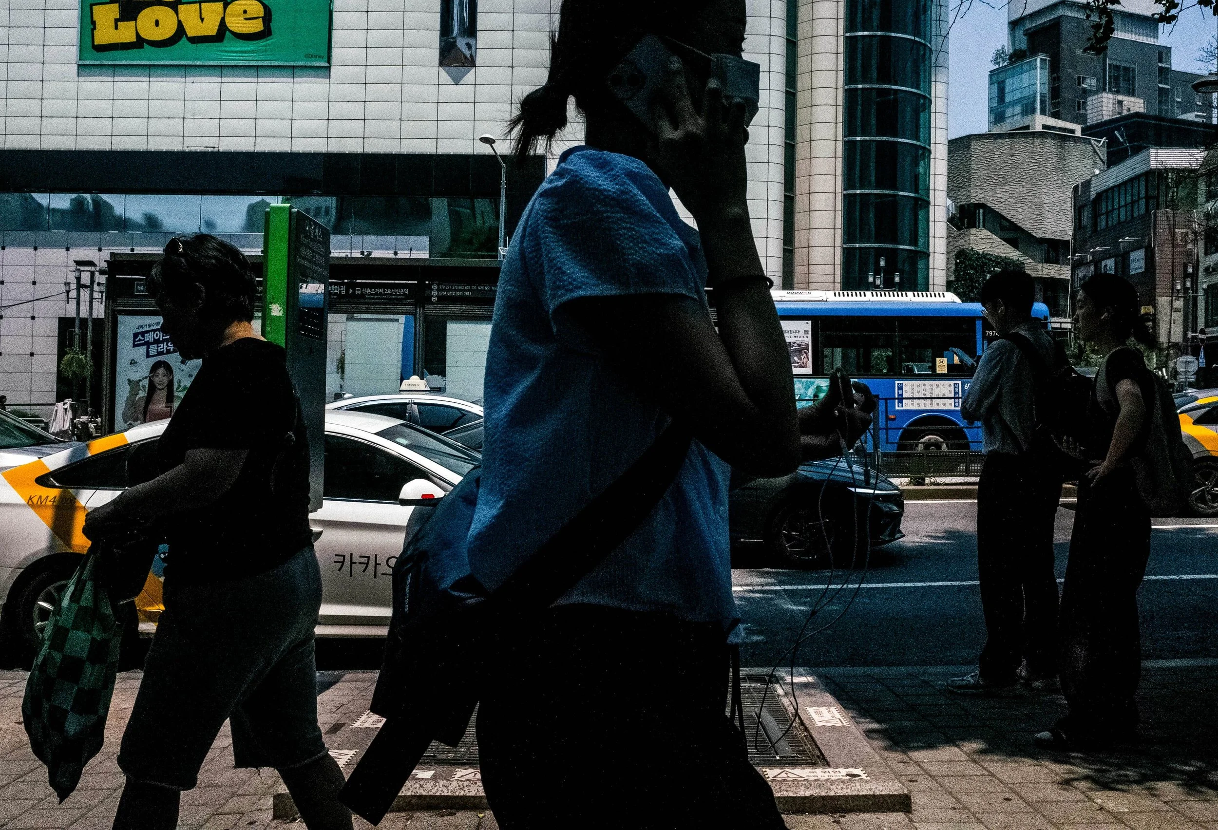 Across from the Hyundai Department Store on Sinchon-ro