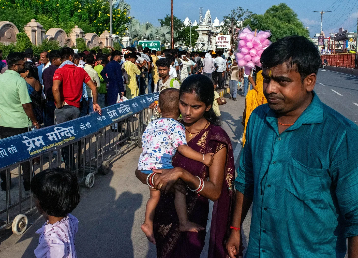 The faithful approach the Shri Krishna Janmabhoomi Temple Complex