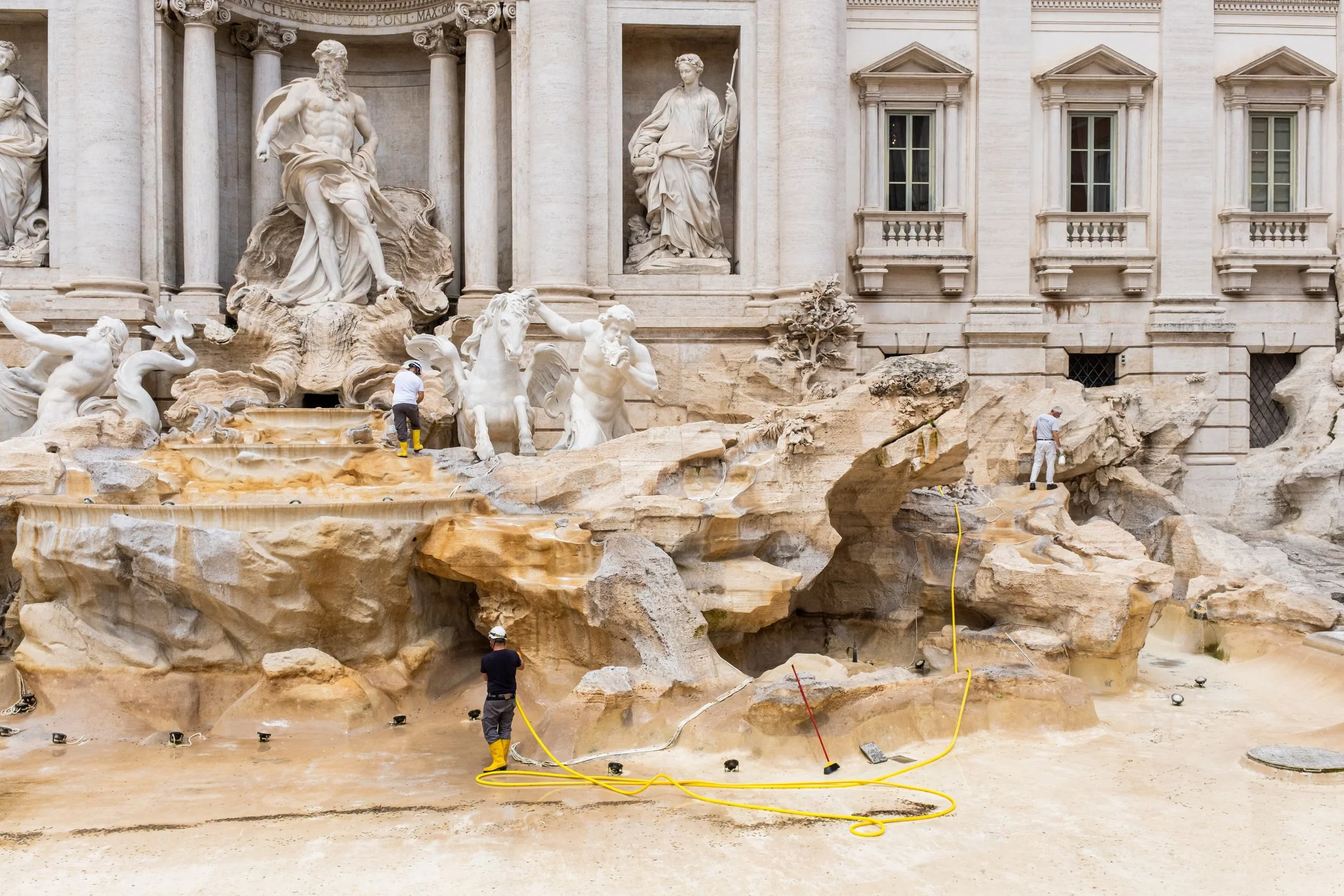 The Trevi Fountain during restoration works