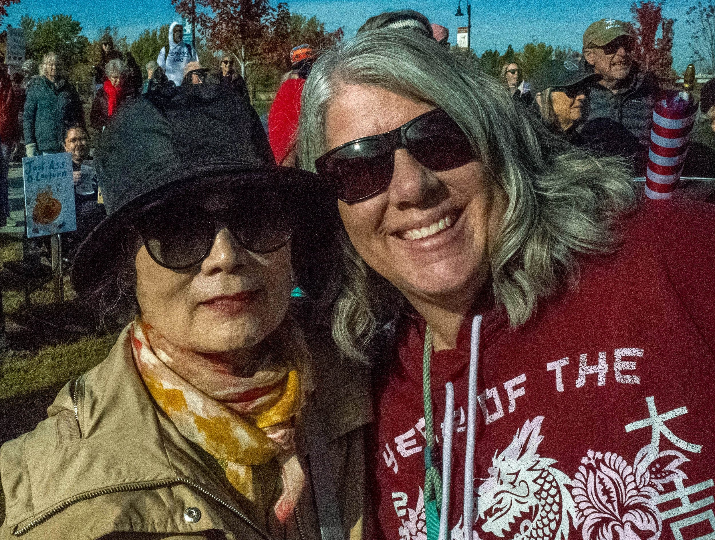 Chung Sook Yung and Ryan Goris at No Kings Day Rally