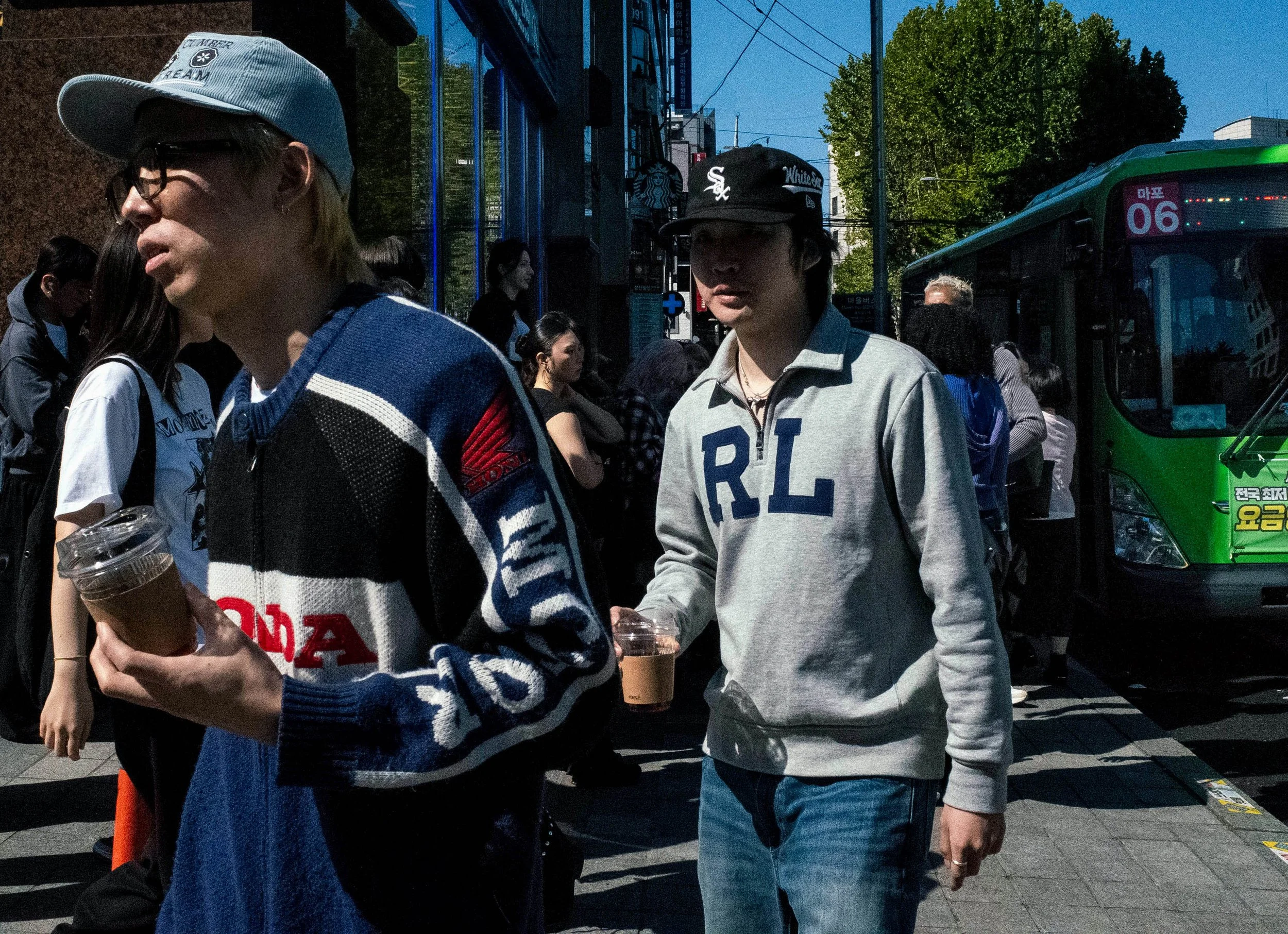 Outside the Hongik University subway station in the Hongdae district of Seoul