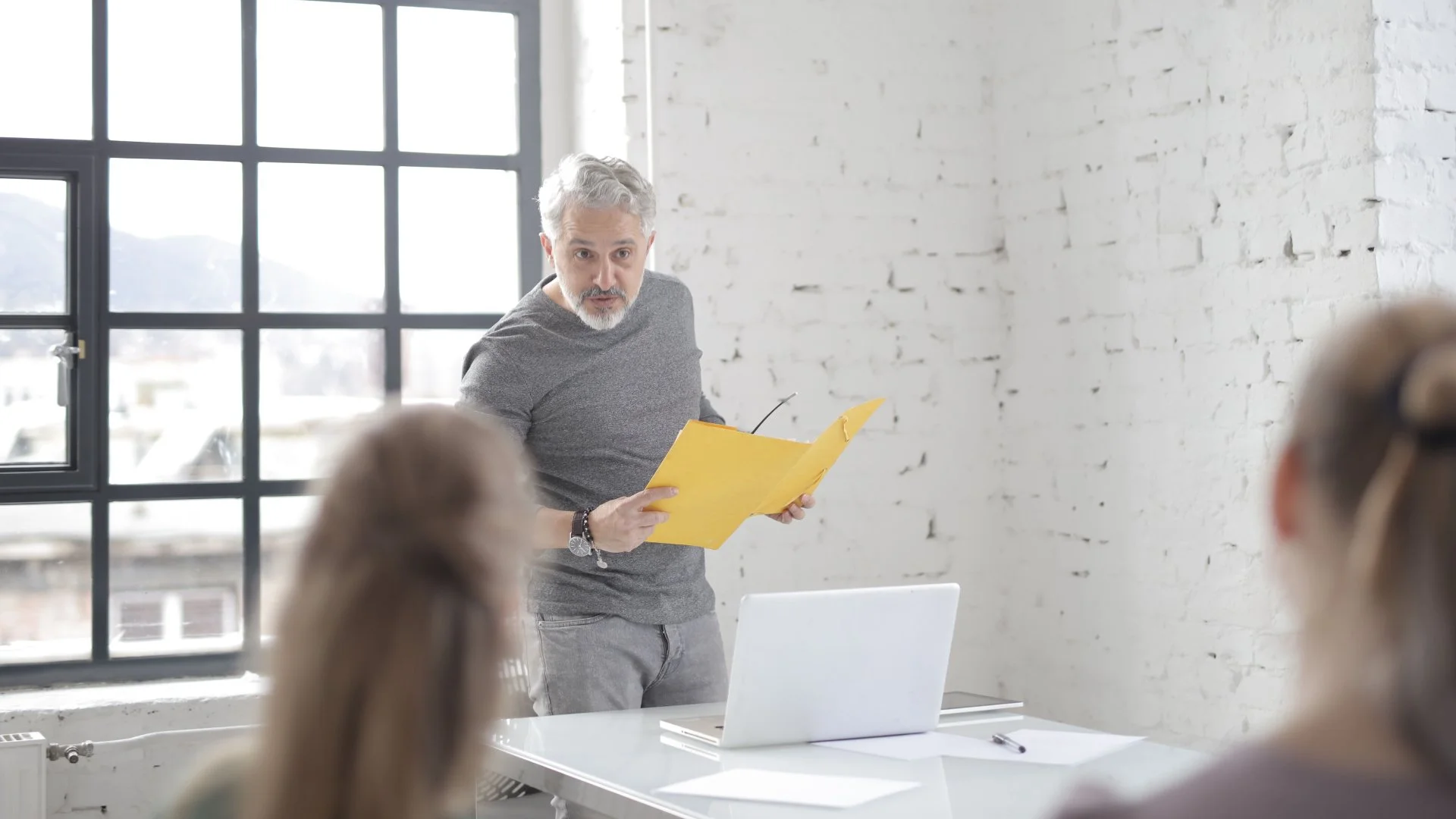 Man leads meeting