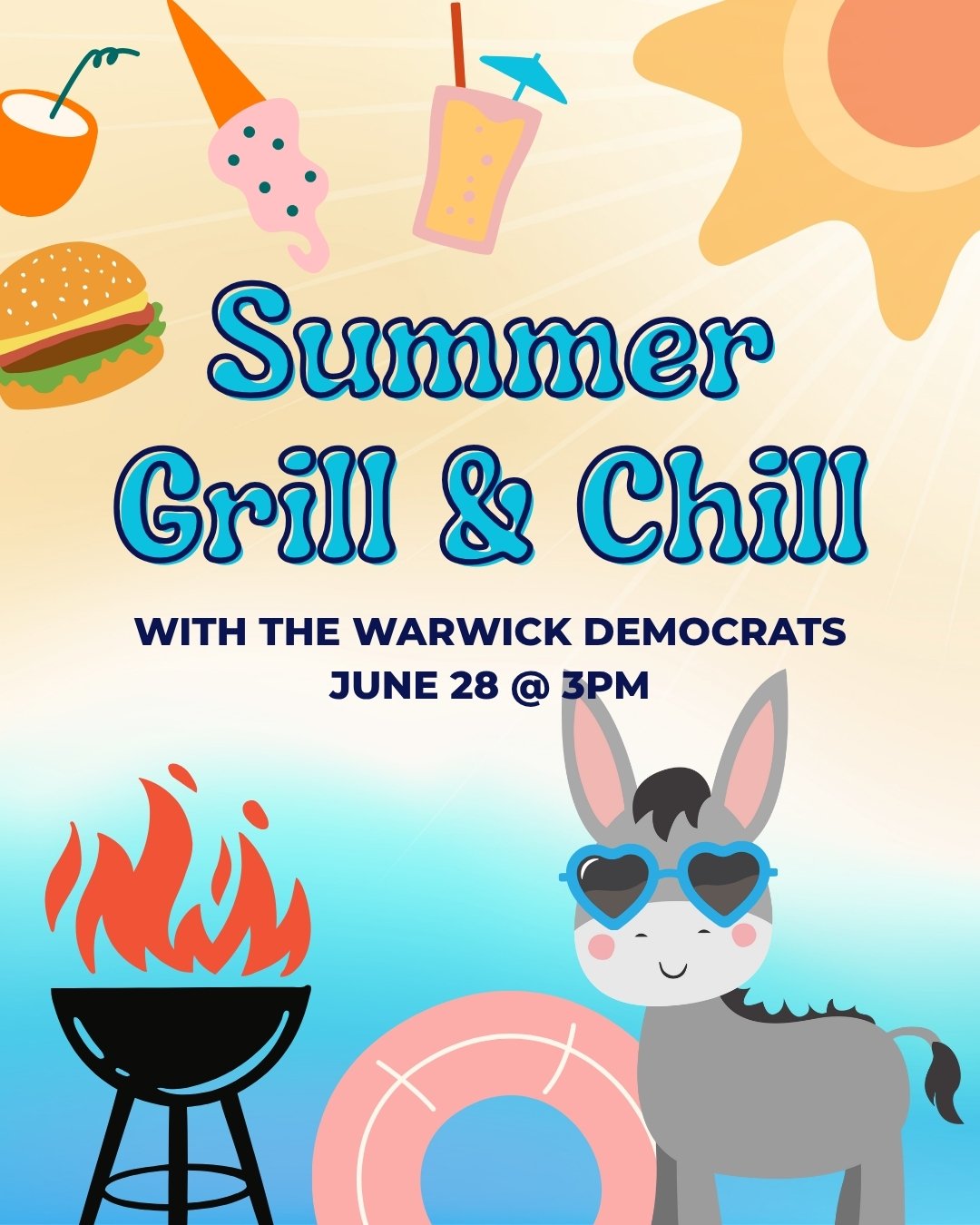 Join us this Saturday, June 28 for a laid-back summer afternoon full of great food and even better company. Whether you're a longtime Warwick Dem or new to the neighborhood, this is your chance to kick back and connect. We'll have the grill going and