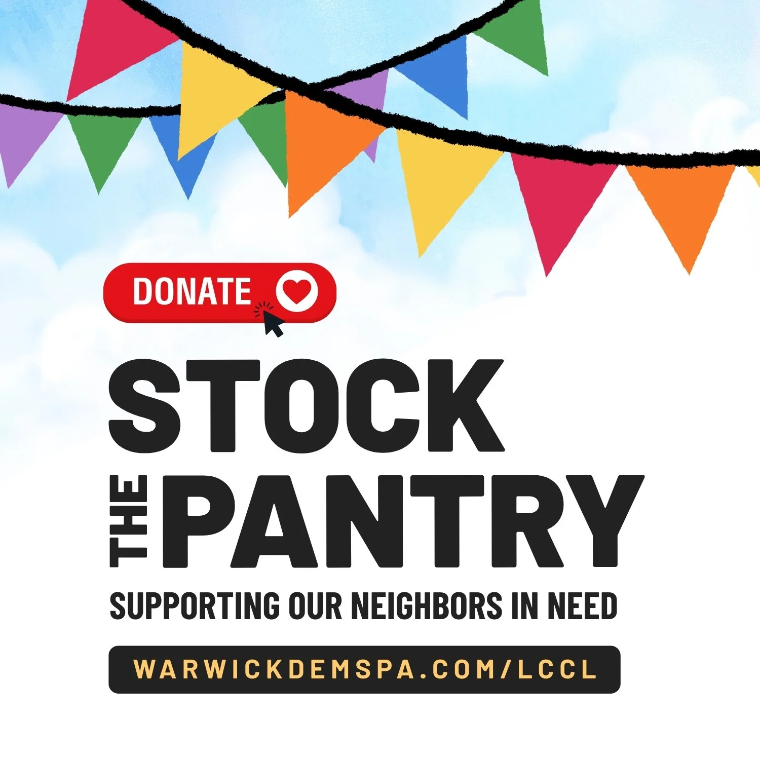 🫶 We have a LOT to be thankful for this year, Warwick Dems... let's pay it forward! We're hosting a donation drive to support our neighbors in need and stock the @lancastercountychooseslove pantry with essential items. Join us and donate at the link