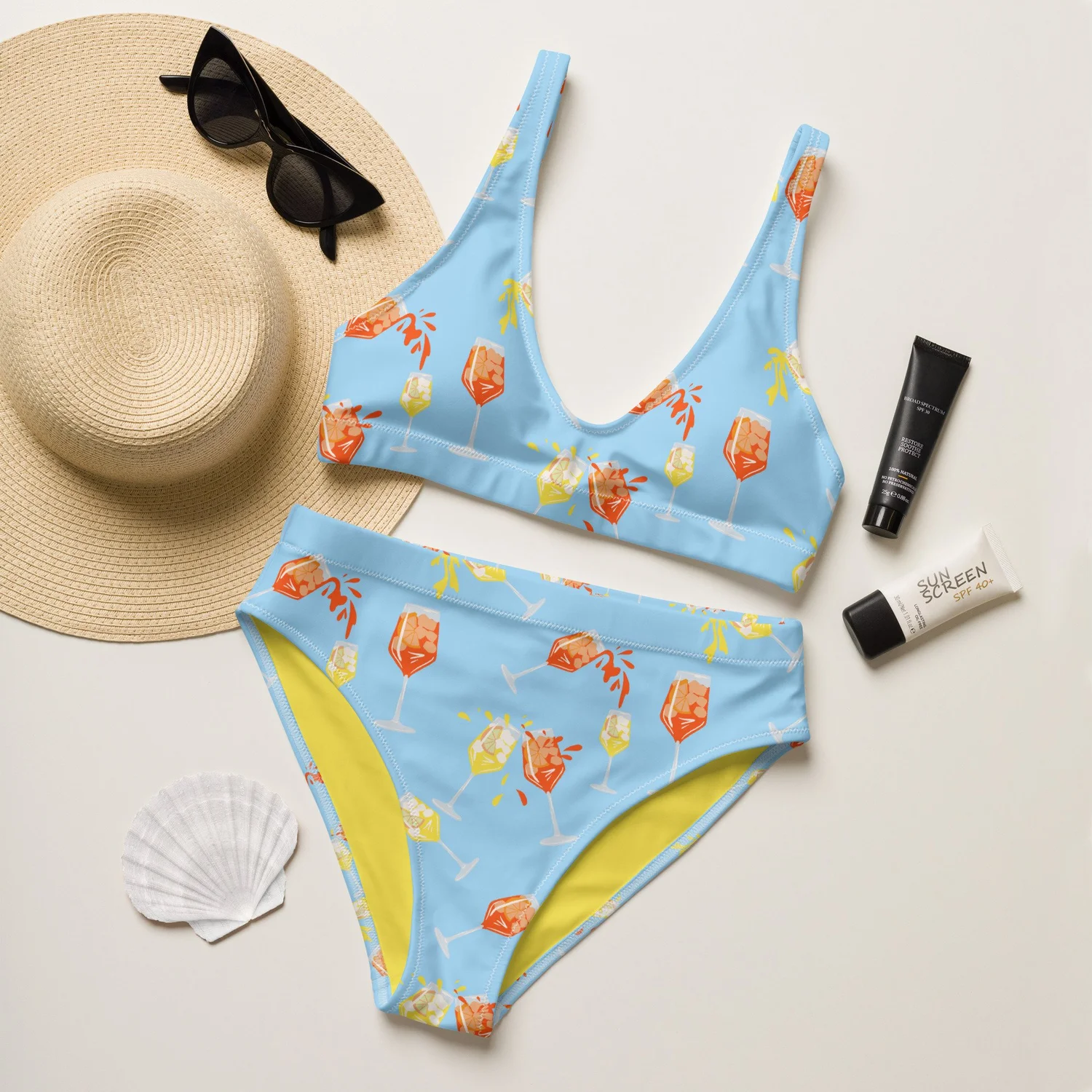 Aperol Spritz Recycled high-waisted bikini — Loretta Parrot