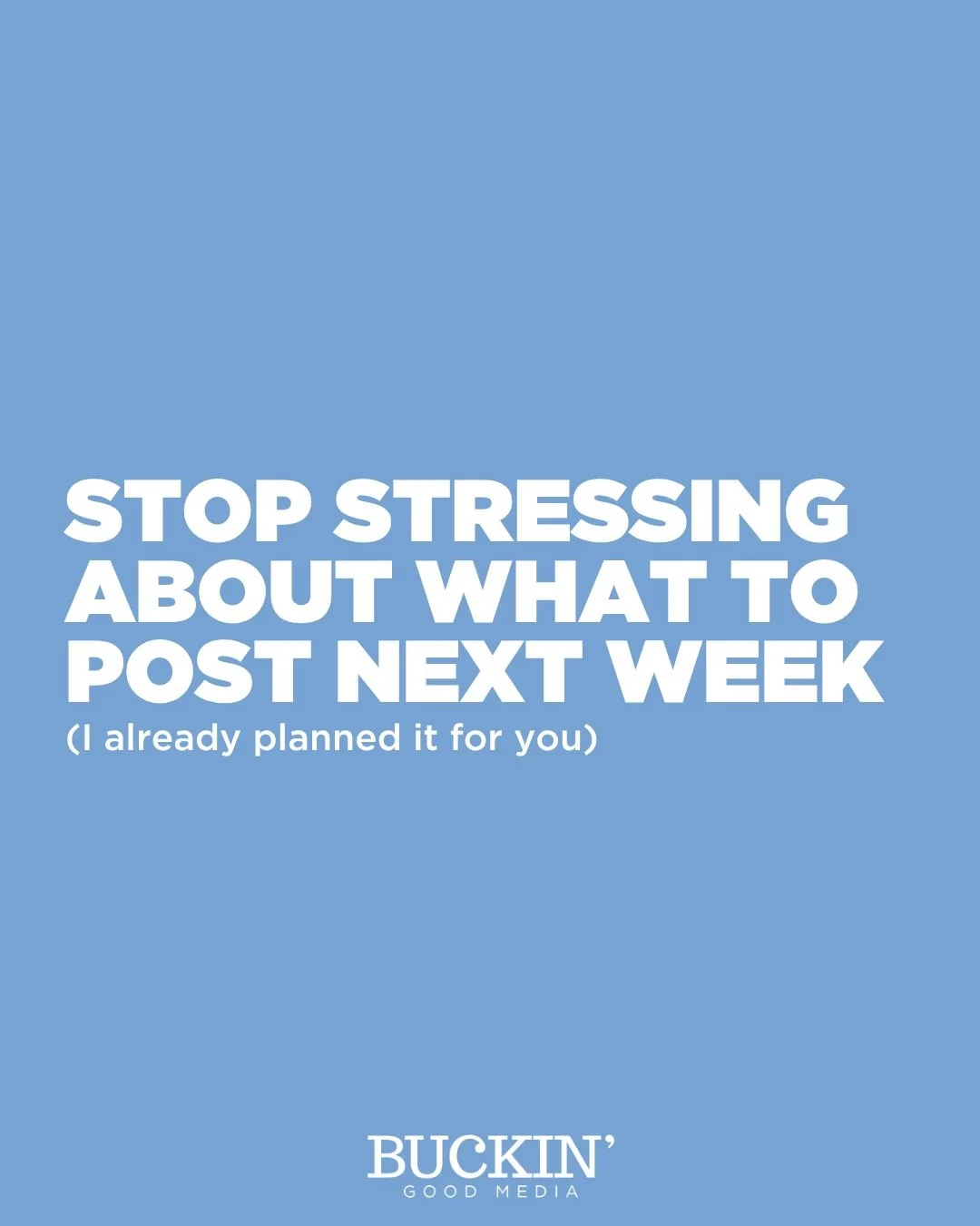 I&rsquo;ve already planned next week&rsquo;s content for you, now you have no excuse. Save this before Monday hits and you&rsquo;re scrambling for content ideas.

REMEMBER: You don&rsquo;t HAVE to post 7 days a week. This is a menu, not a mandate.

P