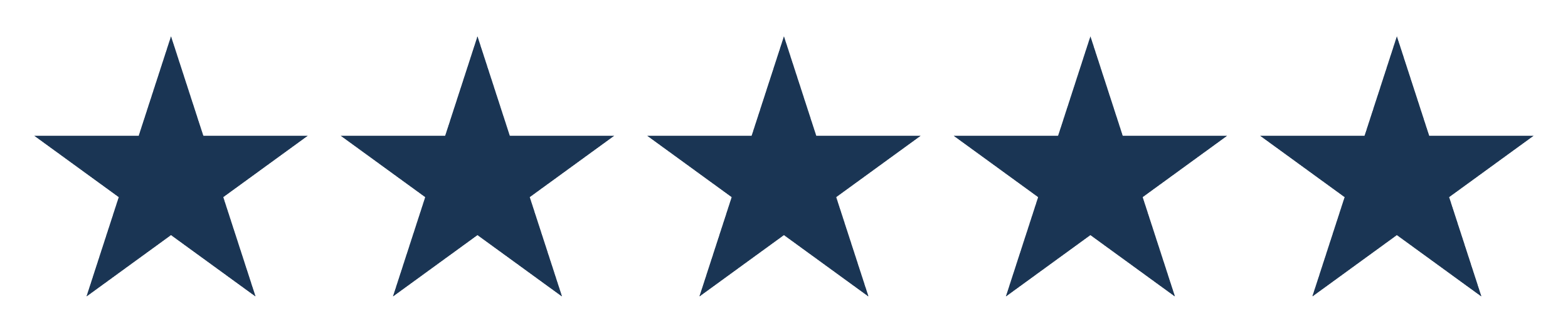 Five empty navy blue stars used for rating or decoration.