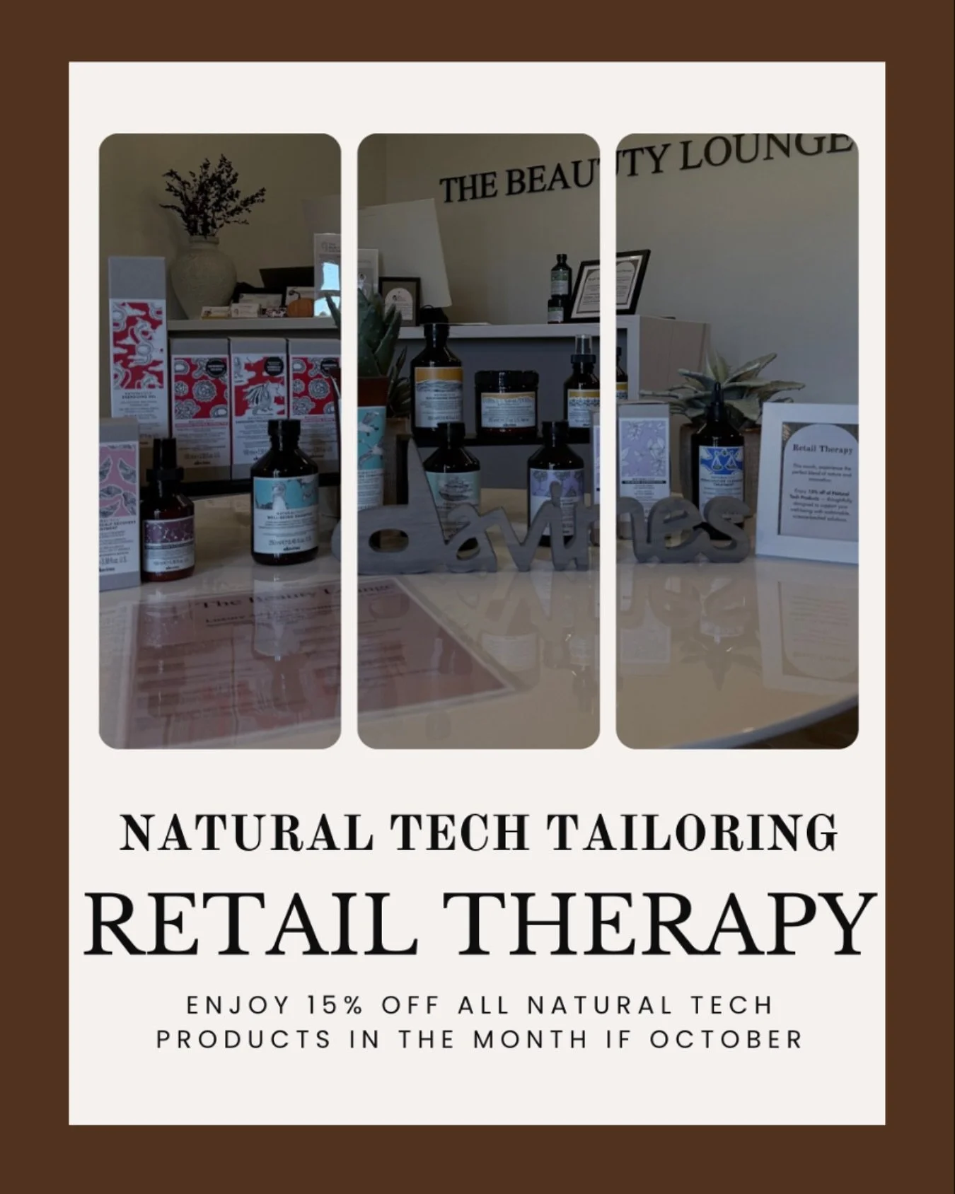 Retail Therapy Starts Now 🛍️✨
Enjoy 15% off all Davines Natural Tech products this October &mdash; your healthy scalp &amp; gorgeous hair will thank you. 💆&zwj;♀️🌿

#carmelsalon #thebeautylounge #retailtherapy #davines #naturaltechtailoring #octob