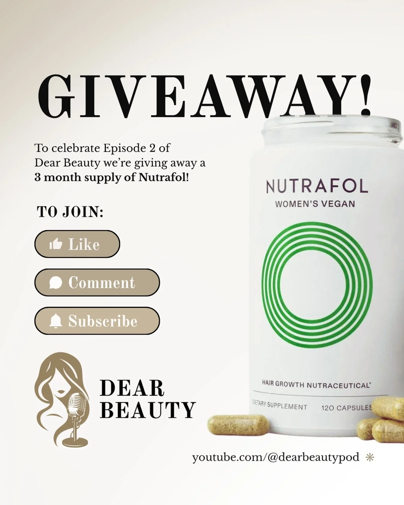 GIVEAWAY ✨

Healthy, beautiful hair starts from within&mdash;and we&rsquo;re giving one of you the chance to experience it firsthand.

Win a 3-month supply of Nutrafol 🤍

To enter:
&bull; Like this post
&bull; Tag a friend in the comments
&bull; Sub