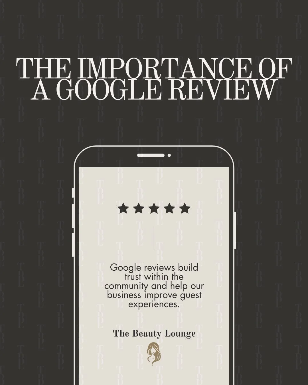 ✨ Your words mean more than you know. ✨

When you leave a Google review, you&rsquo;re doing so much more than sharing your experience&mdash;you&rsquo;re helping future guests feel confident in choosing The Beauty Lounge. Every review helps build trus