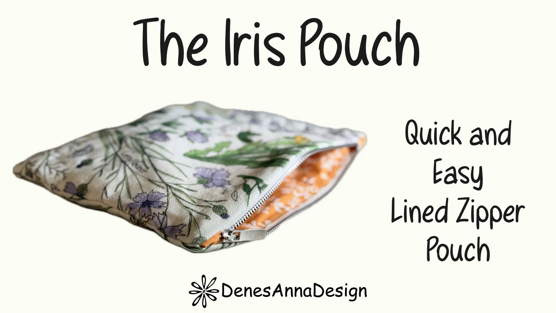 Iris- Lined Zipper Pouch