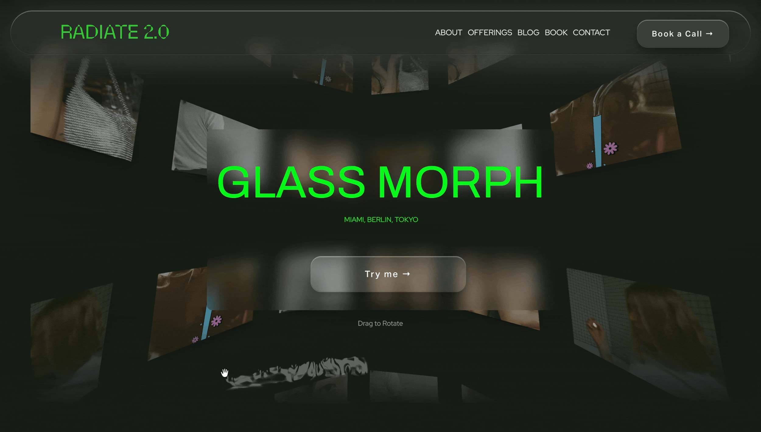 3D Glass Morph Card Carousel