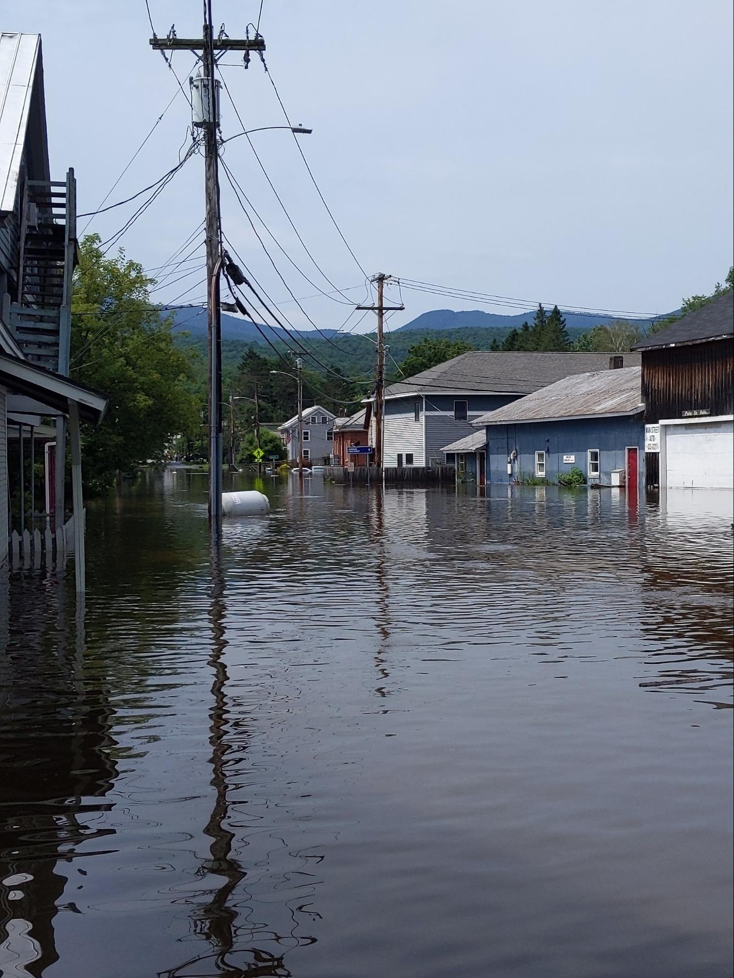 A propane tank floating down my street.