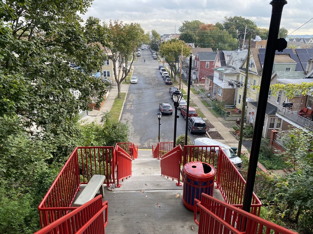 A place to rest halfway up the new staircase.