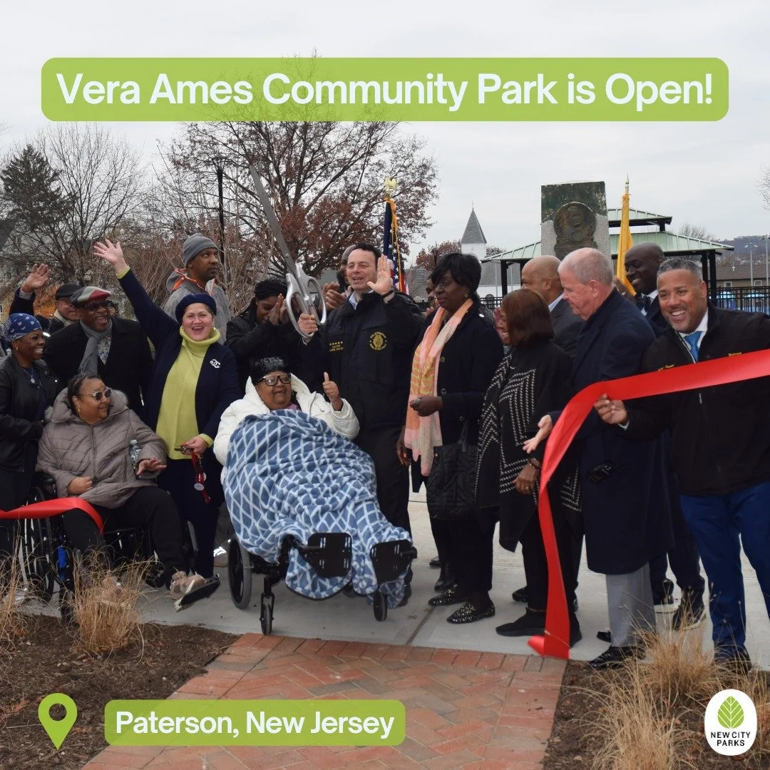 Vera Ames Community Park is open! 🎉 We loved celebrating with former Councilwoman Vera Ames, community members, and the City of Paterson last Tuesday at the reopening ceremony of this beloved community space. We can't wait to see it full of activity