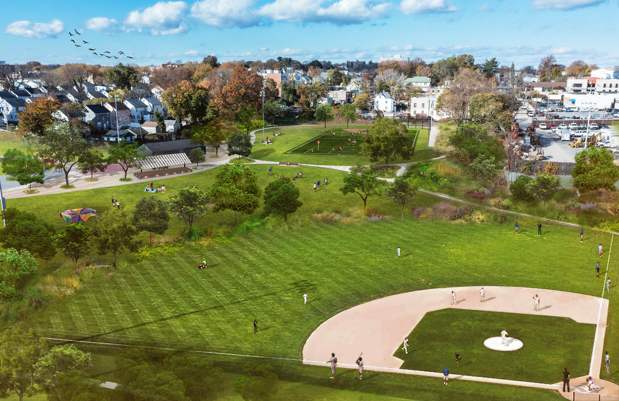 Perspective rendering of proposed schematic design for Brush Park.