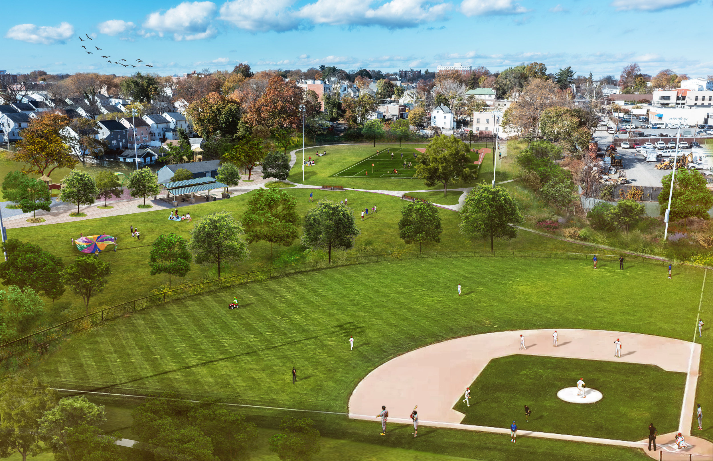 Perspective rendering of proposed schematic design for Brush Park.