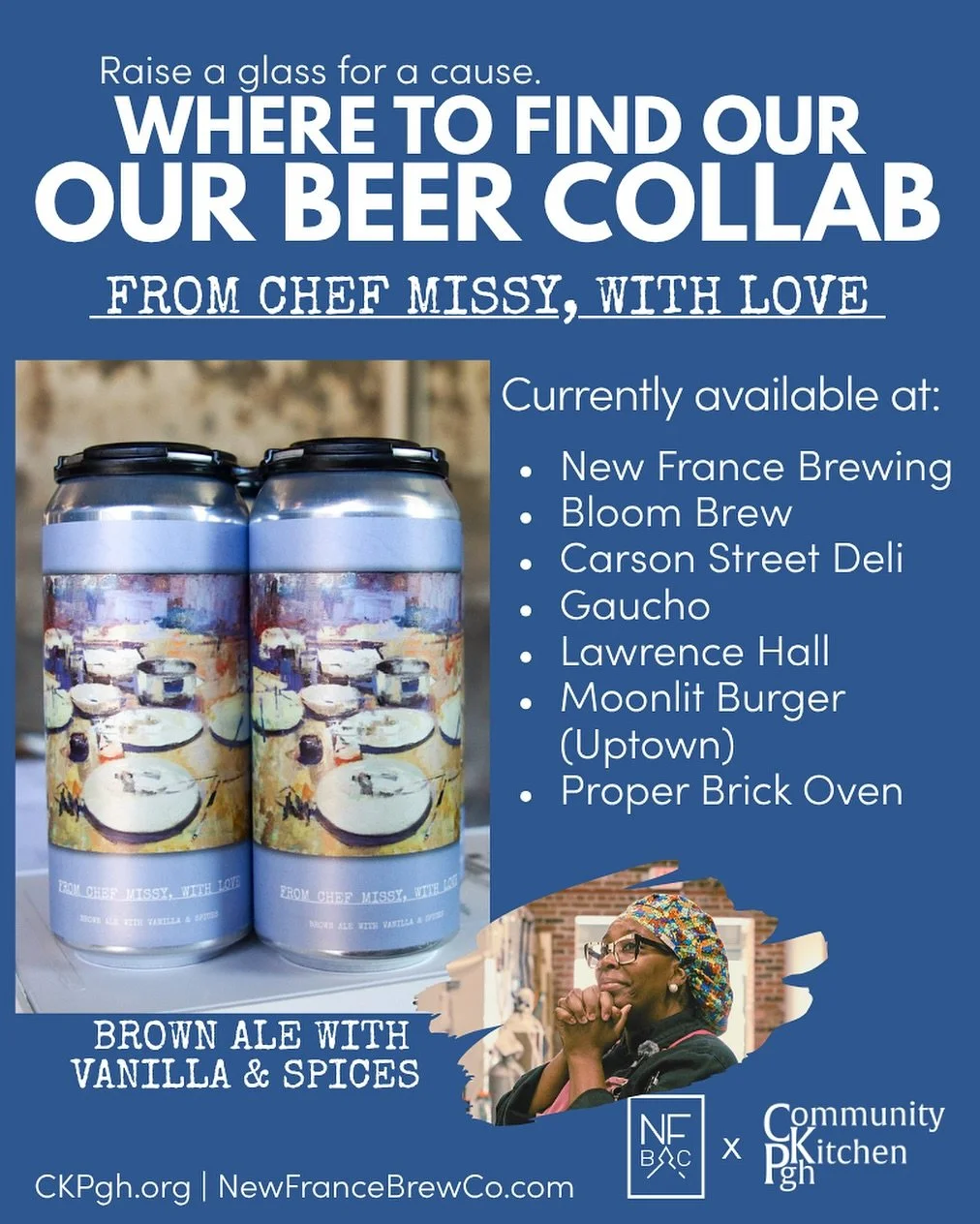 ICYMI: We partnered up with our friends at @newfrancebrewco and released a fundraising beer collab!🙌🏼🍻

Inspired by Chef @_missyshe_&rsquo;s sweet potato pie (which is available thru our Holiday Catering menu, BTW), &ldquo;From Chef Missy, With Lo