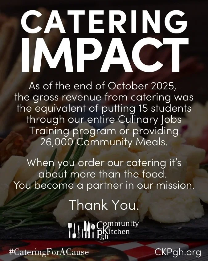 DID YOU KNOW that we offer catering?

As one of our social enterprises, proceeds from catering orders support our no-cost Culinary Jobs Training and Hunger Relief programs. 

Every catering helps. 

If you&rsquo;ve ordered catering from us this year,