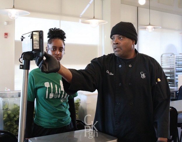 A little sneak peek In The CKPgh Kitchen:

While Chef @dondonhcrub was downstairs training our students and working with volunteers from @tillotsonschool, Chef @_missyshe_ was in the classroom teaching @servsafe. 

Every day, our culinary jobs traini