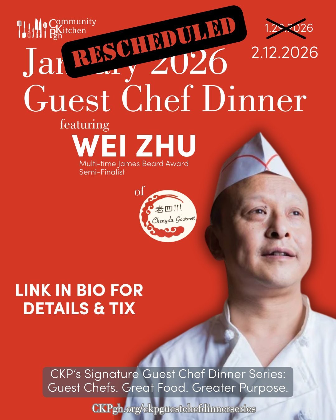 **IMPORTANT UPDATE** regarding our January Guest Chef Dinner with Wei Zhu from @chengdu_gourmet2:
The recent winter storm has resulted in a lack of parking availability and unpassable sidewalks due to snow, and out of concern for everyone's safety, w