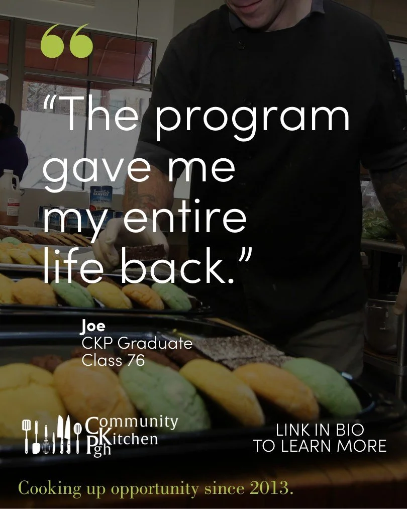 At CKP, we're "Cooking Up Opportunity" every single day through our no-cost culinary jobs training program. 
We're changing lives -- not only the lives of the students in our program, but also their families.
For CKP graduate, Joe, our prog