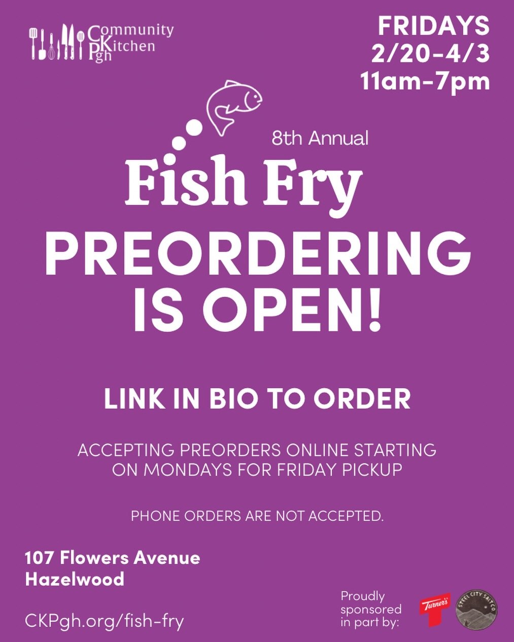 Our Fish Fry online ordering is OPEN!

Preorder your sammich for Friday pickup. 

Or order on-site on Friday. (Sorry, no phone orders)

FRIDAYS. 2/20-4/3. 11am-7pm. 

107 Flowers Avenue. 

Dine in or take out. 

Link in bio to order.

See you on Frid