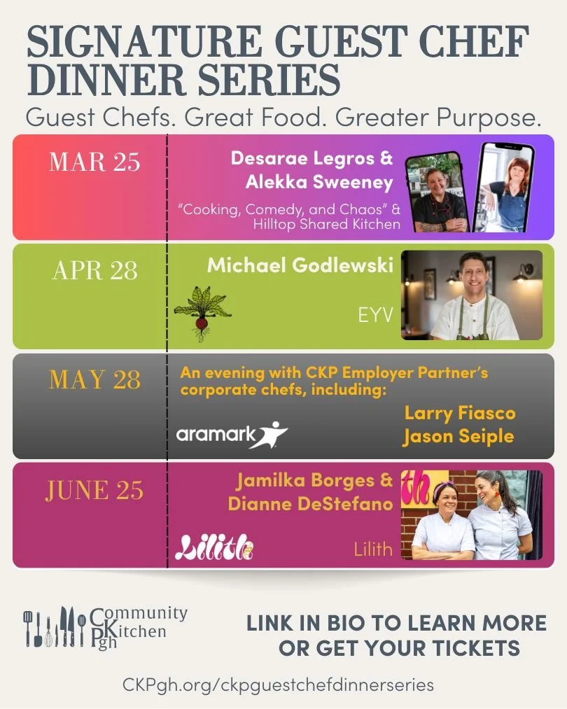 Have you seen the INCREDIBLE Guest Chef Dinner lineup we have coming up thru June?

We're so excited and honored to be welcoming the culinary talents of:
@cooking_comedy_chaos &amp; @chefalekkapgh this month.
@mgodlewski412 of @eyv_restaurant in Apri