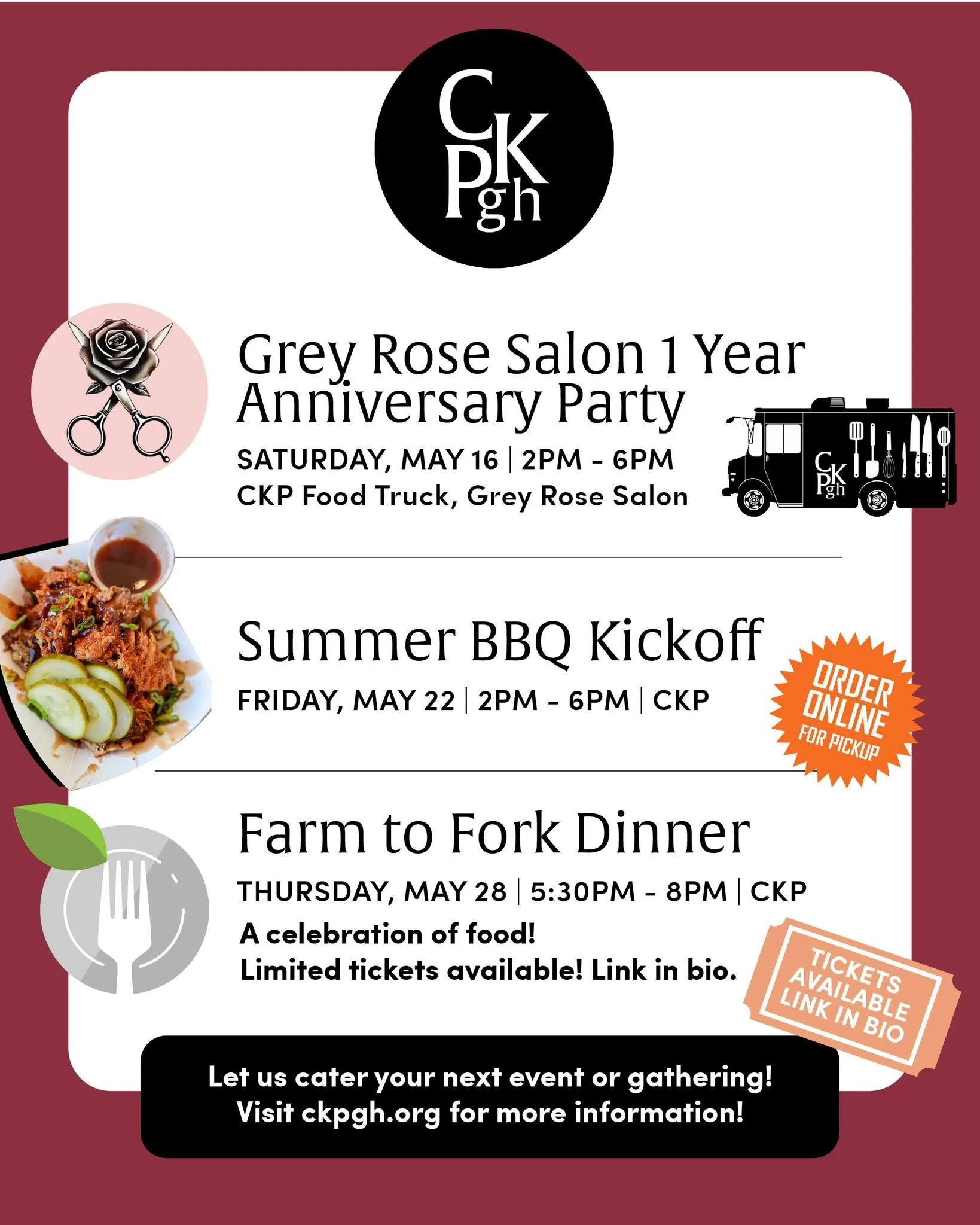Looking to fill your May calendar with great food for an even greater cause? Look no further!

Join us for a lineup of events designed to fill your belly, tickle your tastebuds, and spark meaningful conversation. From smoky BBQ to unforgettable dinin