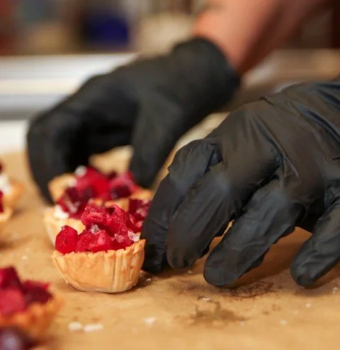 Beet tartare tartlets.