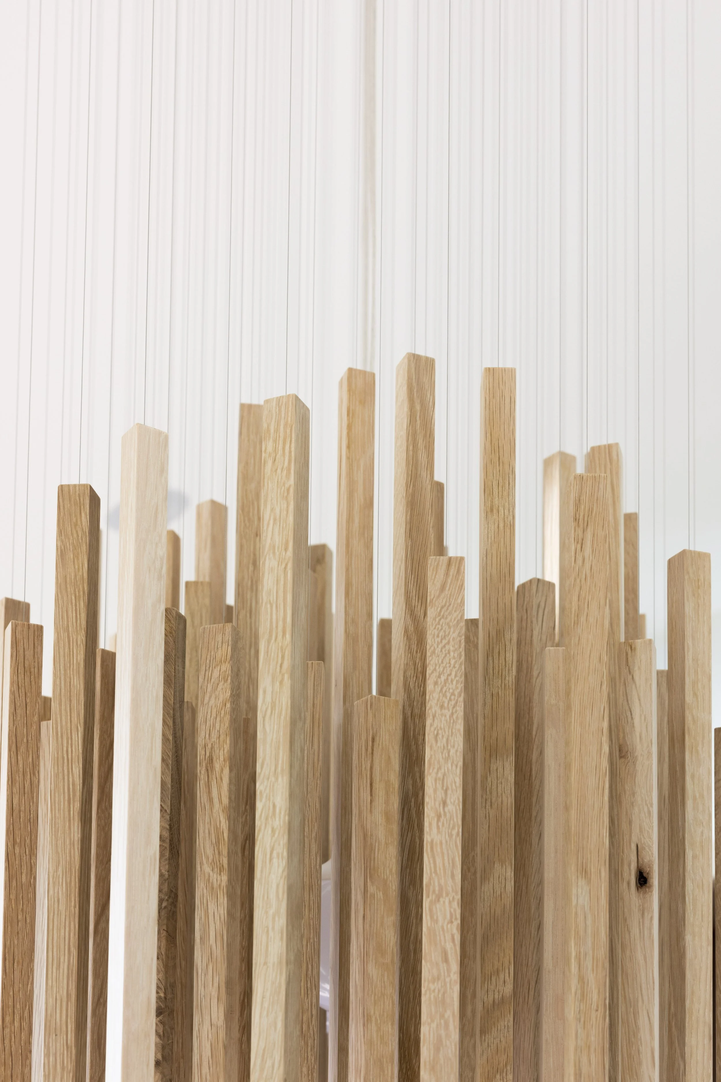 Close-up of wooden chandelier.