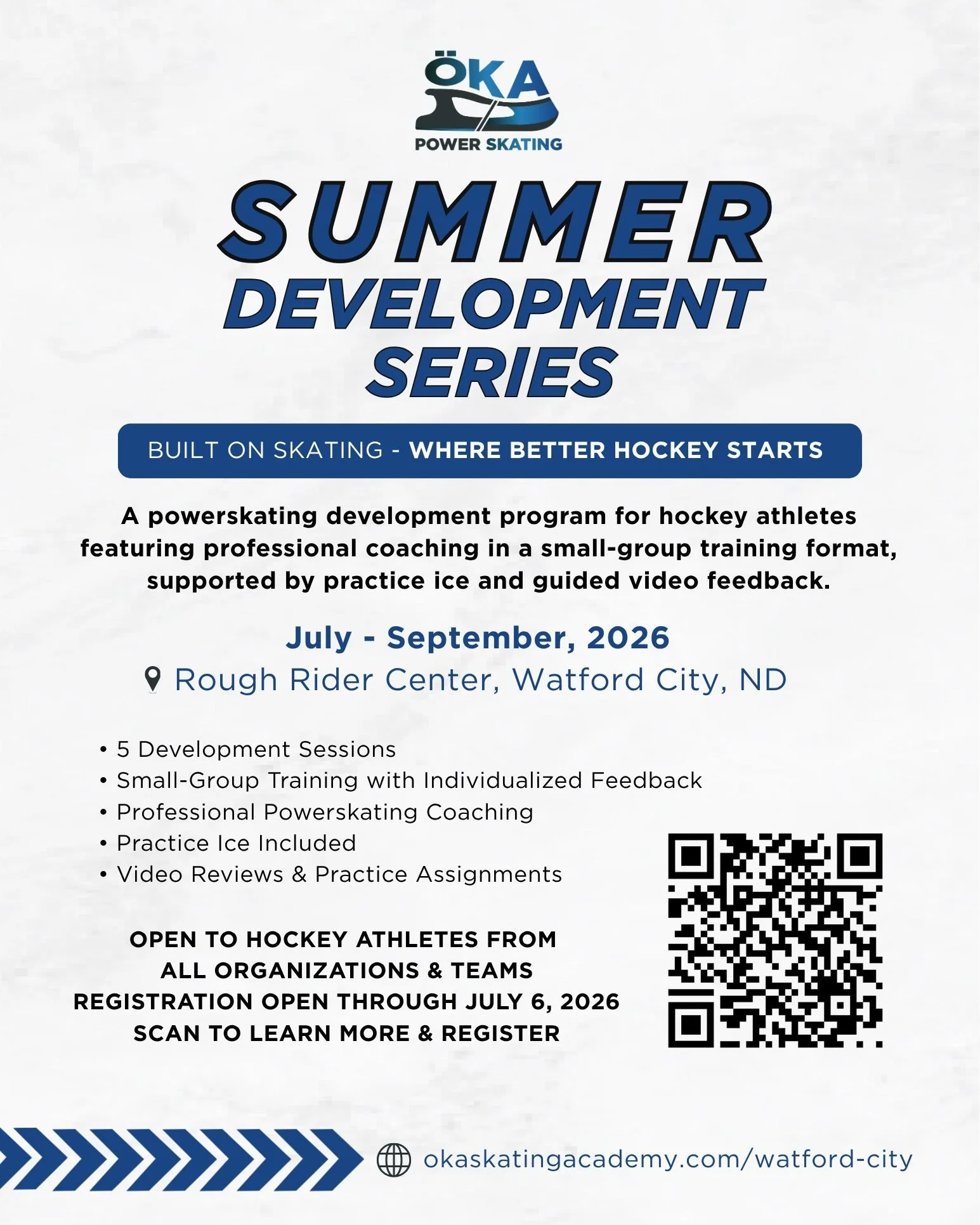Have you heard?!

Registration is now open for the new SUMMER DEVELOPMENT SERIES in Watford City, ND.

📍 Rough Rider Center
📅 July - September 2026
🏒 5 Development Sessions

Athletes will work with Coach Mallory to build better skating, which ulti