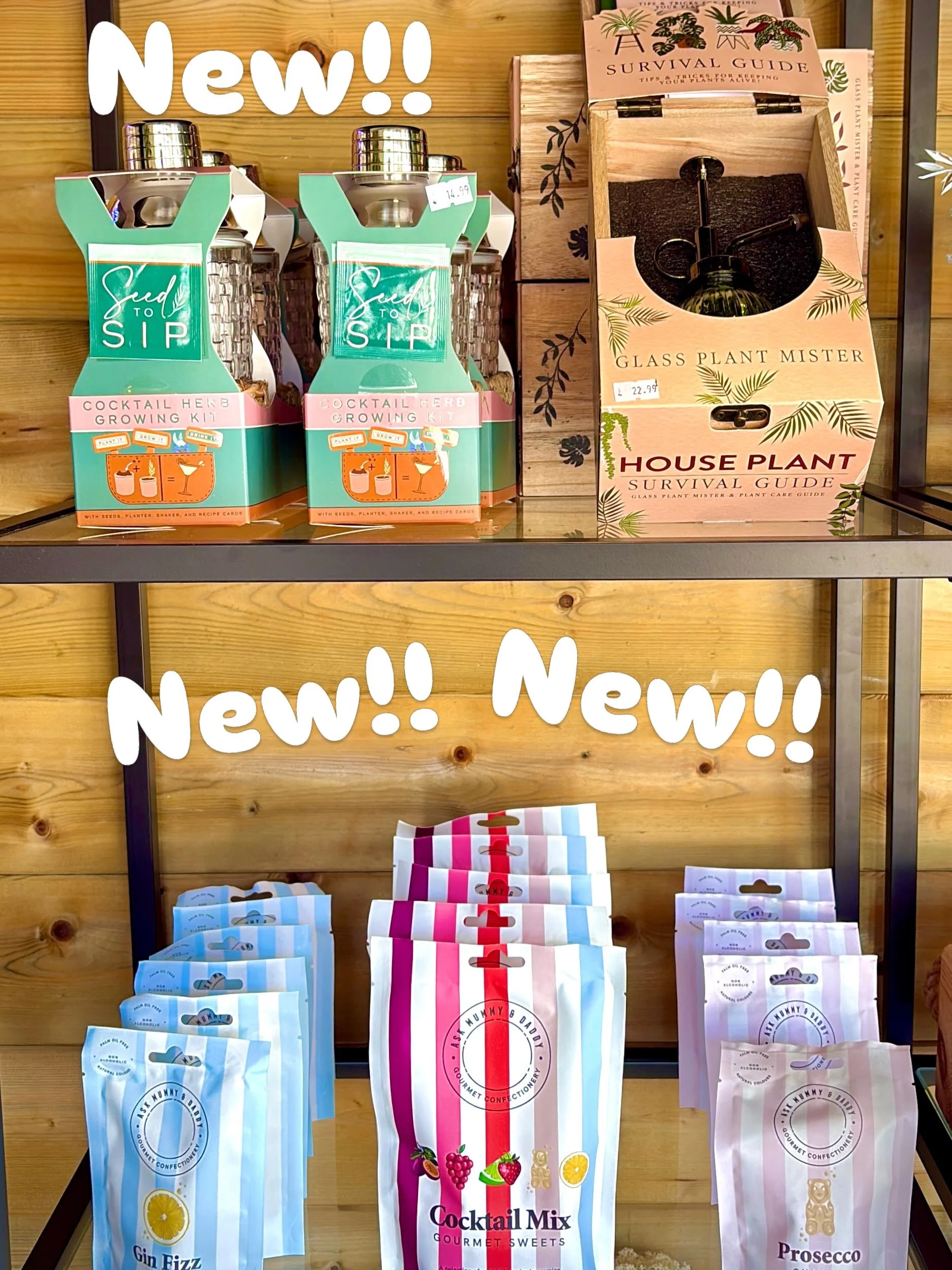 🚚 📦 New stock delivery!! 🤩😍 NEW Prosecco, Gin fizz and Cocktail mix gummies now in store and online 🥂🍸🍹 the perfect accompaniment to any bouquet 💐 Also NEW in store - House plant survival guide and Seed to Sip cocktail gift sets 😍❤️🍾 pop in
