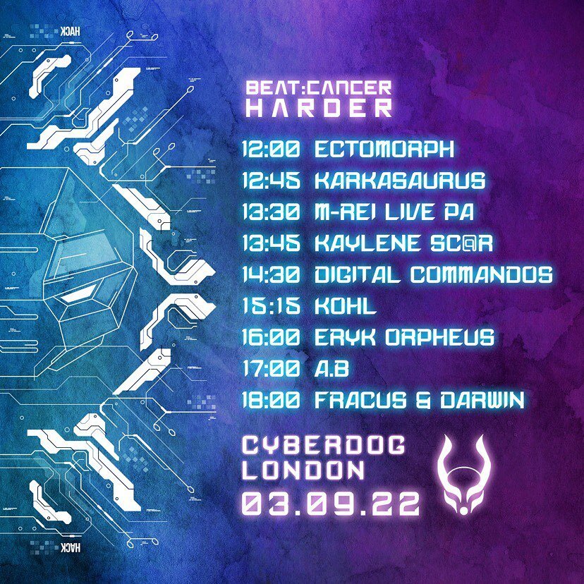 Catch me playing a set of hard trance kicking off our soft launch of the Harder side of @beatcancermusic at @cyberdog Camden tomorrow from 12pm!

#cyberdog #rave #london #hardtrance #techtrance #freeform #hardcoremusic