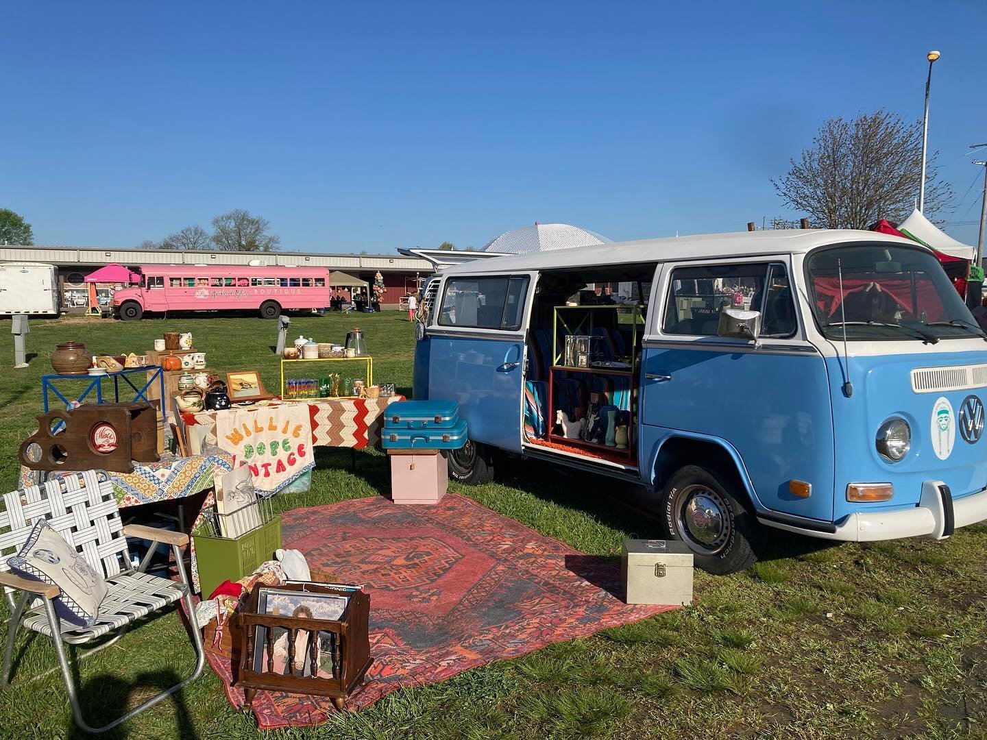 @willie_dope_vintage will be joining us at our next event in Tulsa 5/18! Shop from their vintage VW bus for a curated selection of home goods!*photos from a past event, our shows are always indoor!*