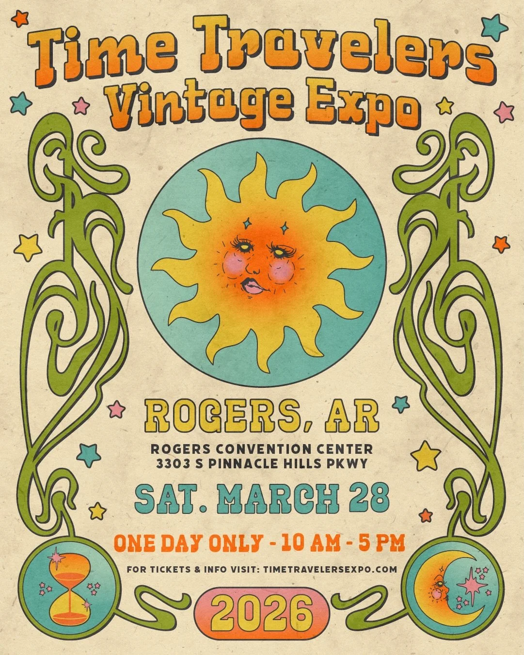 NORTHWEST ARKANSAS! It&rsquo;s almost time! Time Travelers Vintage Expo will be in Rogers, AR, THIS SATURDAY, March 28th for one day only, and we&rsquo;re bringing together over 100+ vendors offering the best in vintage clothing, home goods, records,