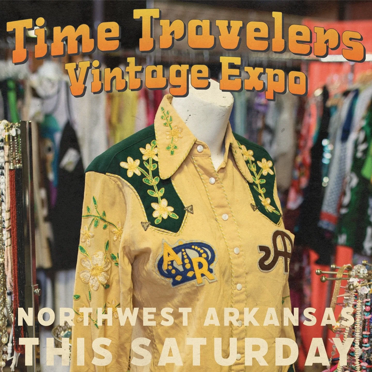🗓️ Saturday 3/28/26 - ONE DAY ONLY
📍 Rogers Convention Center
🕰️ 10am - 5pm
🌞 Showcasing 100+ vendors offering true vintage clothing, home goods, handmade &amp; more! 
🎟️ Tix at timetravelersexpo.com or at the door
👶 Kids 12 &amp; under - Free 