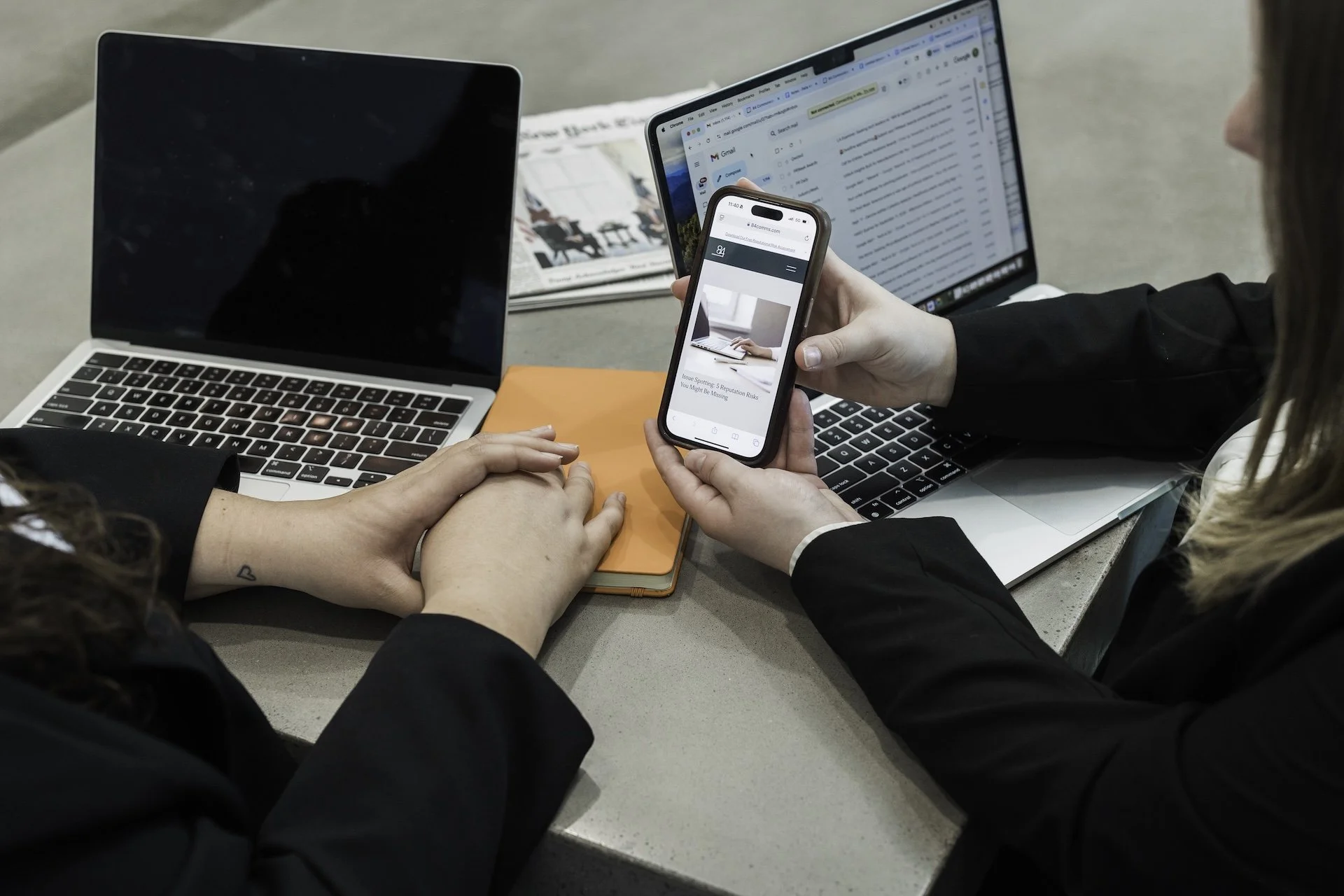 Executives reviewing how AI search describes their organization