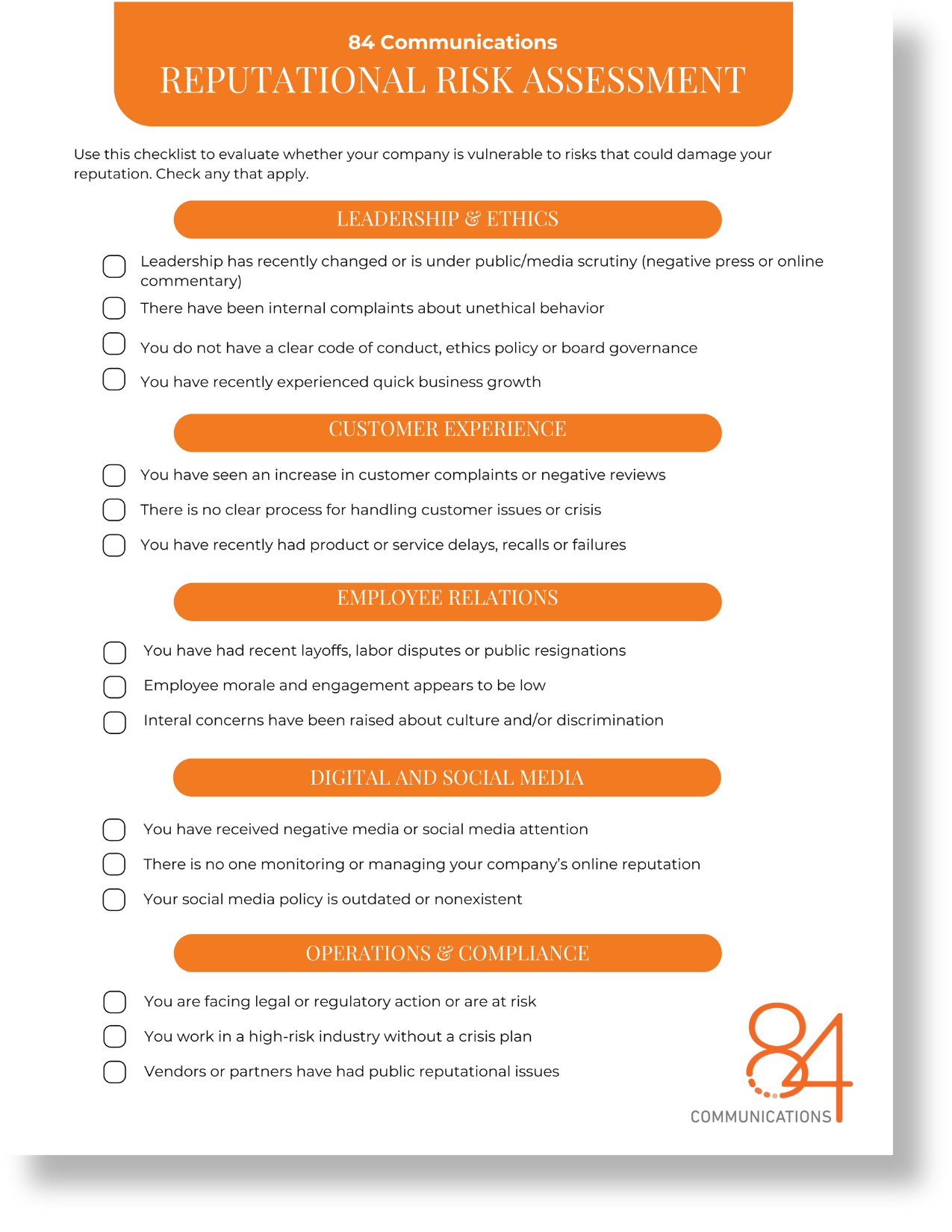 Reputational Risk Assessment
