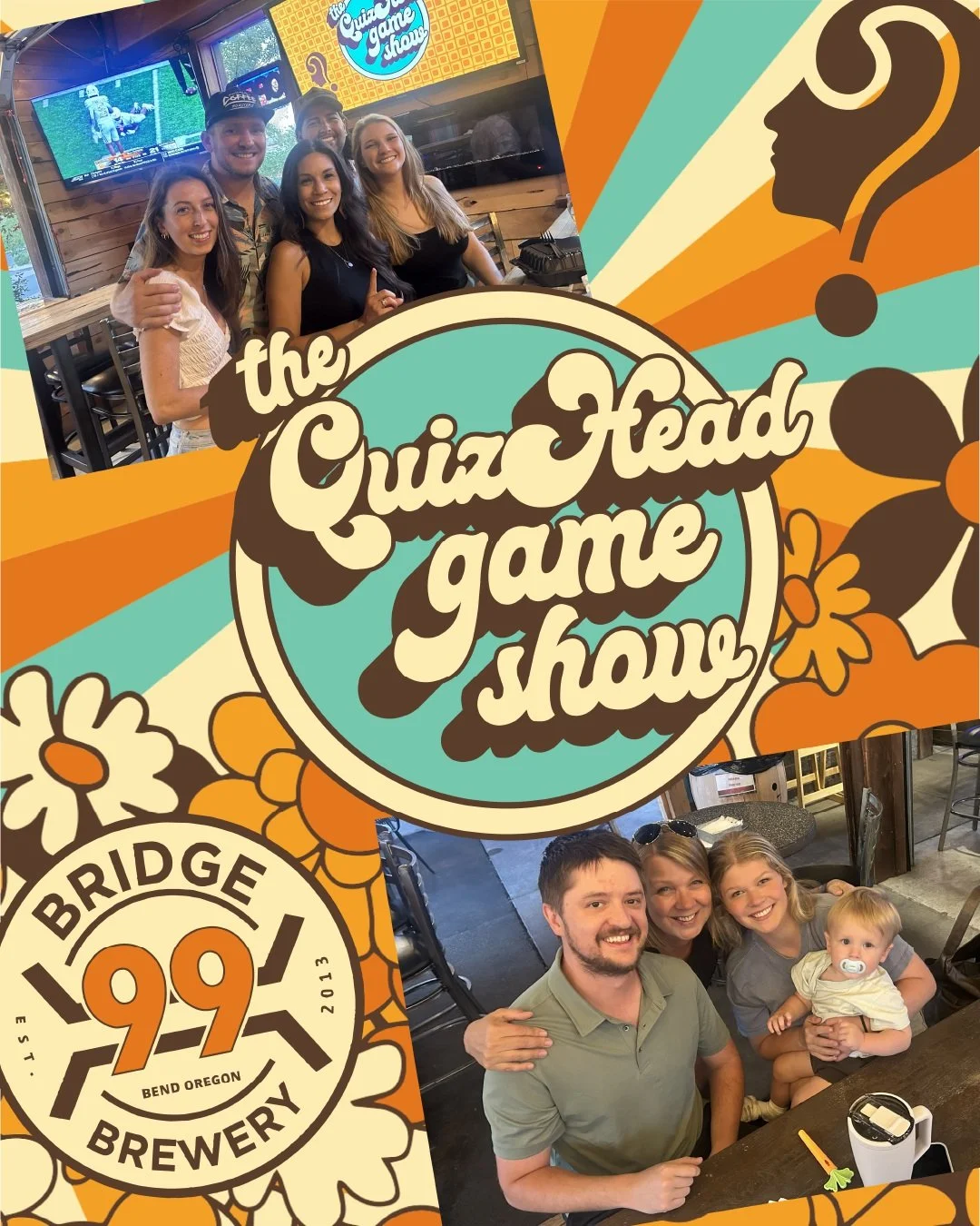 Think you got what it takes to beat last week's champions? Come find out tonight at the QuizHead Game Show @bridge99brewery

Game starts at 6:30, so get your team ready for a fun collection of mini-games!

#pubquiz #bartrivia #centraloregon #inbend #