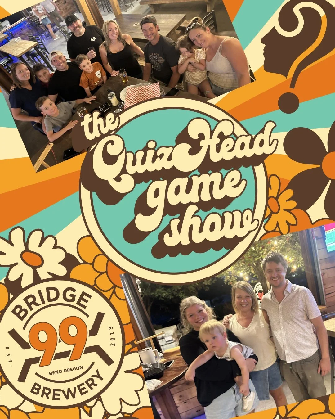 Think you have what it takes to beat last week's champions? Come find out tonight at the QuizHead Game Show @bridge99brewery

Game starts at 6:30, so get your team ready for a fun collection of mini-games!

#pubquiz #bartrivia #centraloregon #inbend 