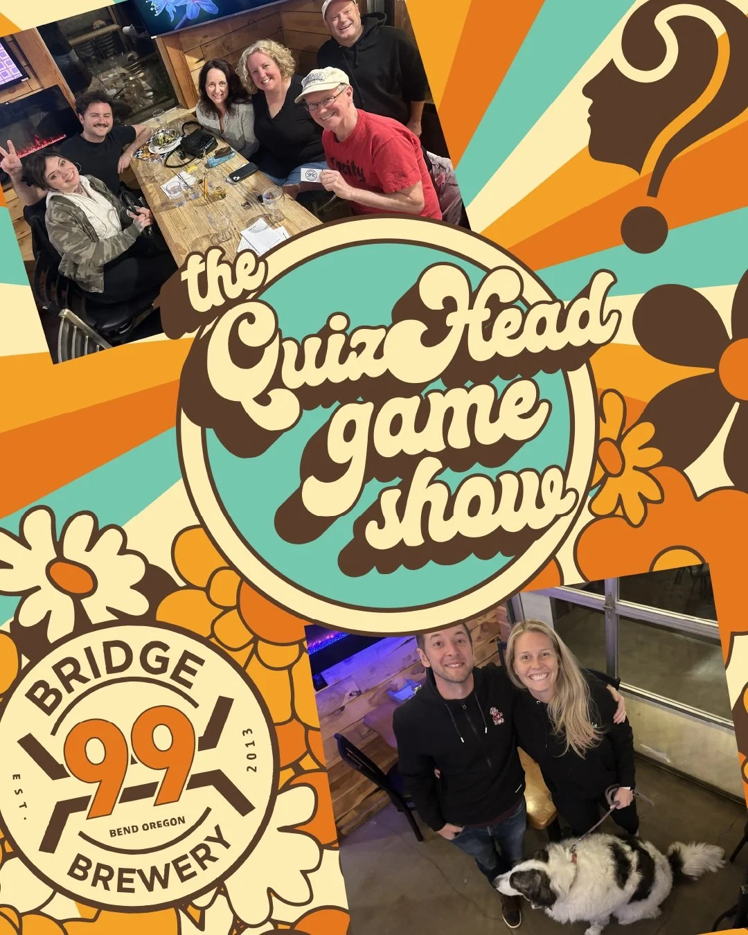 Think you have what it takes to beat last week's champions? Come find out tonight at the QuizHead Game Show @bridge99brewery

Game starts at 6:30, so get your team ready for a fun collection of mini-games!

Don't forget to like this post to double yo