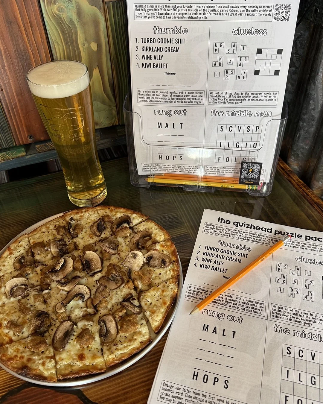 It's officially here! The fifth installment of the QuizHead puzzle pack has arrived, exclusively @terranautbeer - It's a taste of some of the puzzles released every day on the QuizHead Patreon. 

So swing by and grab a beer and one of the great offer