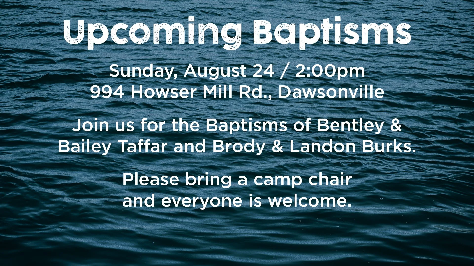 Upcoming Baptisms