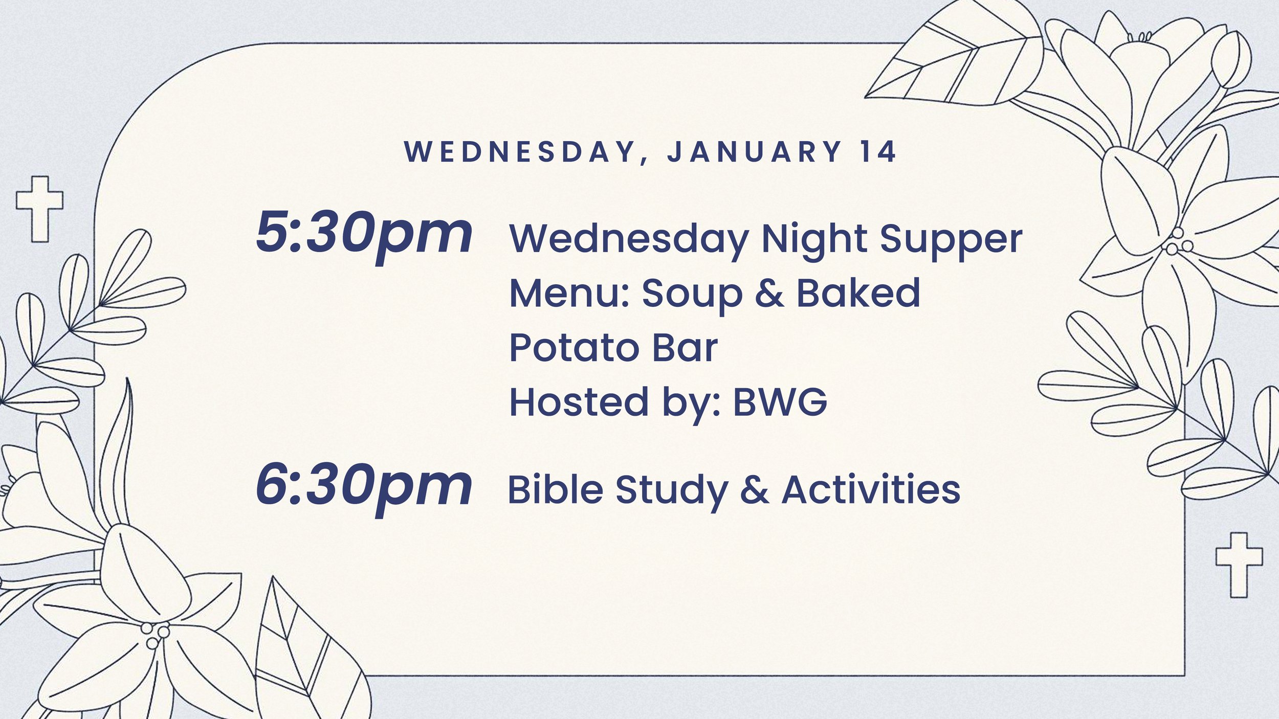 Wednesday Night Supper &amp; Activities